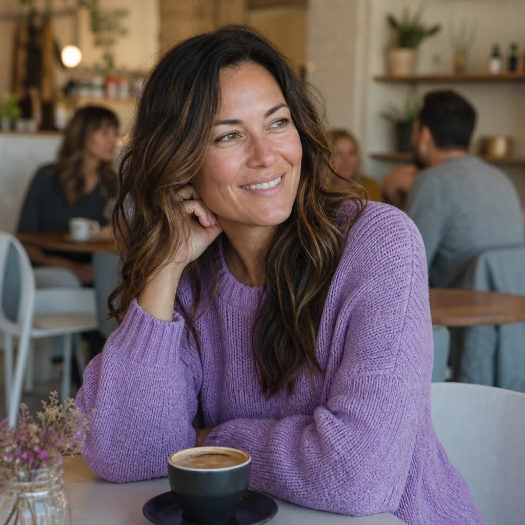 Single woman having coffee at an outdoor Gold Coast cafe